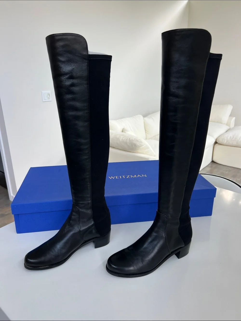 Stuart Weitzman reserve black leather over the knee boots size 8